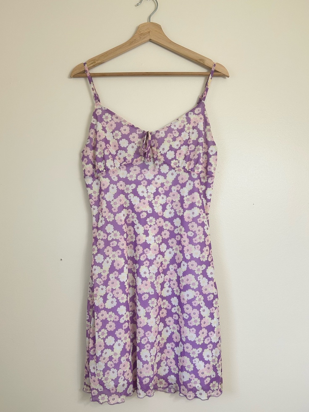 Streetwear Society Purple Daisy Floral Mesh Mini Dress | Large